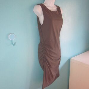 FIRTH Womens Size M Ruched Stretch Bodycon Dress Cotton Fitted Tank Cutout Back